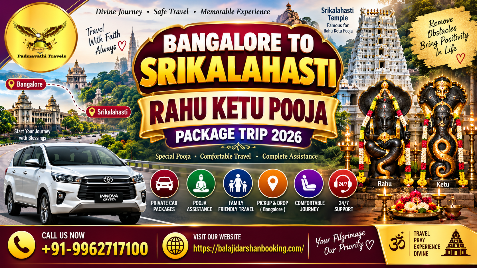 Bangalore to Srikalahasti Rahu Ketu Pooja