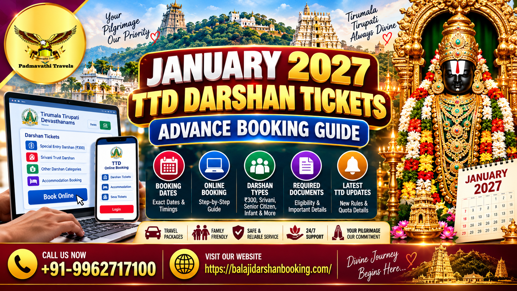 January 2027 TTD Darshan Tickets Advance Booking