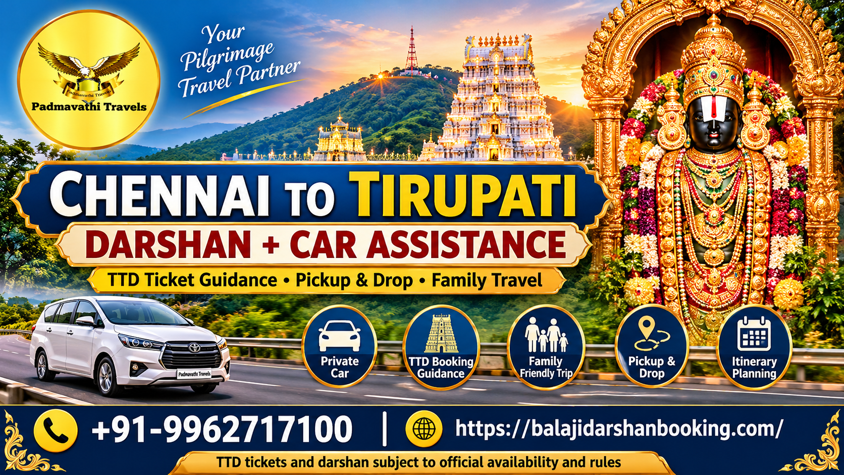 Chennai to Tirupati Darshan with TTD Ticket