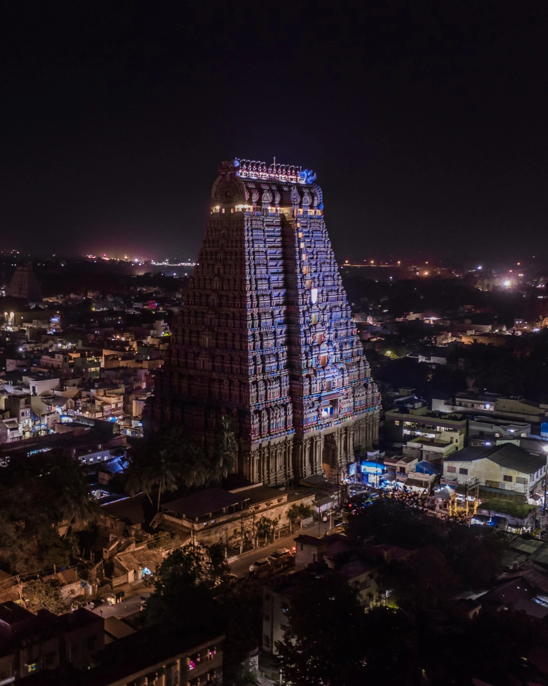 Historic pillars and mandapam inside Srirangam temple