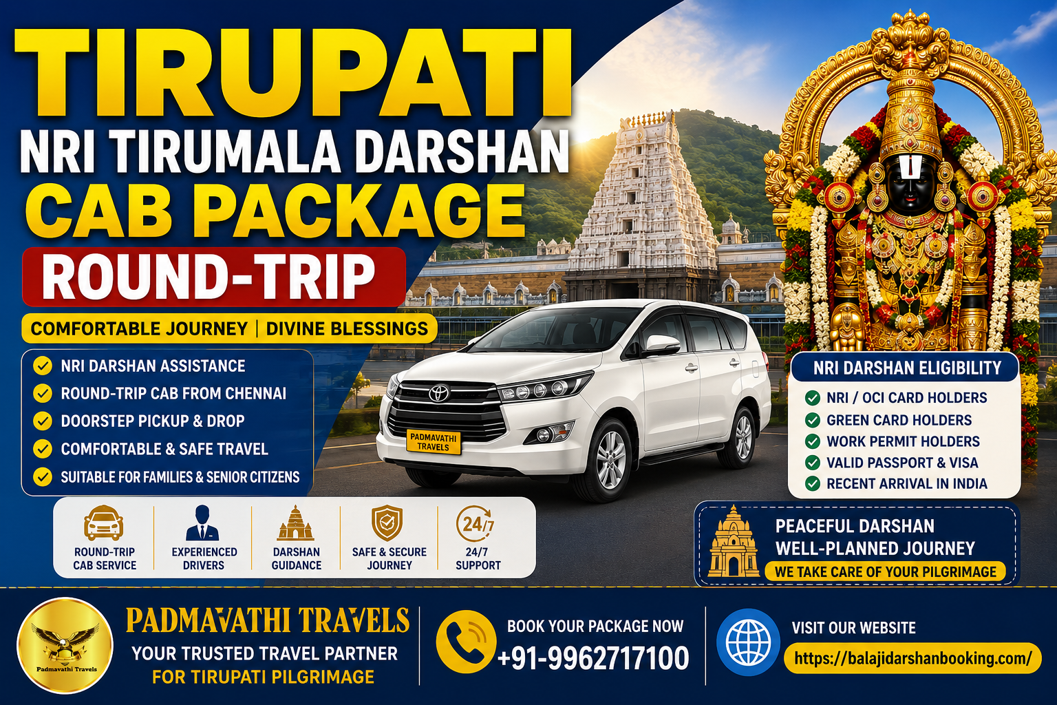 NRI Tirumala Darshan Cab Package