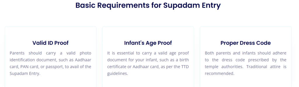 Infant Darshan Package at tirupati