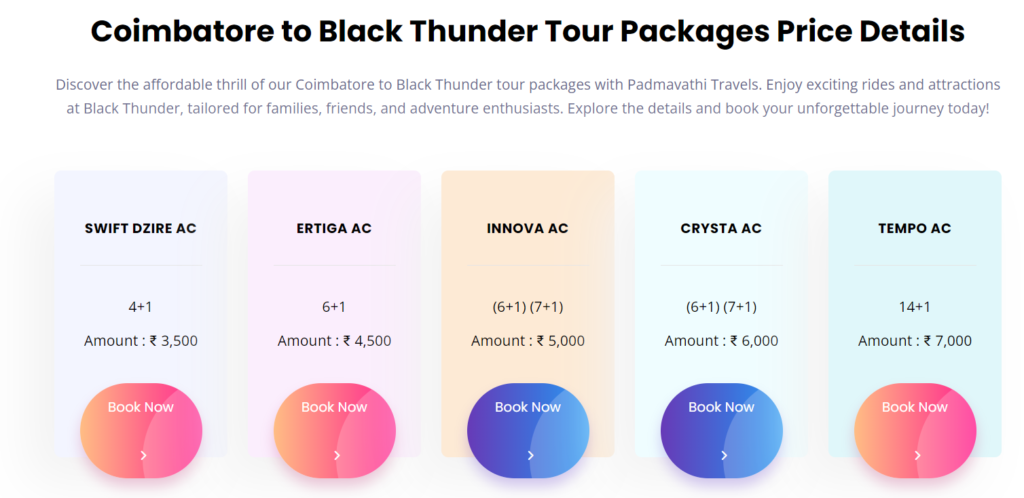 Coimbatore to Black Thunder car package