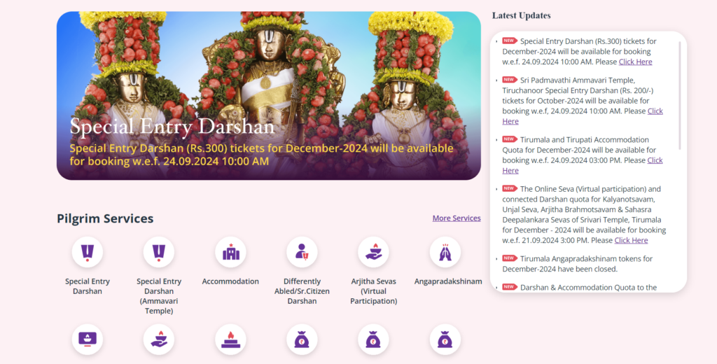 December Darshan Tickets Reserve Your Tirupati Darshan from 24-09-2024