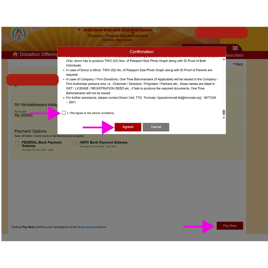 step 7 how to make srivani vip break darshan donation