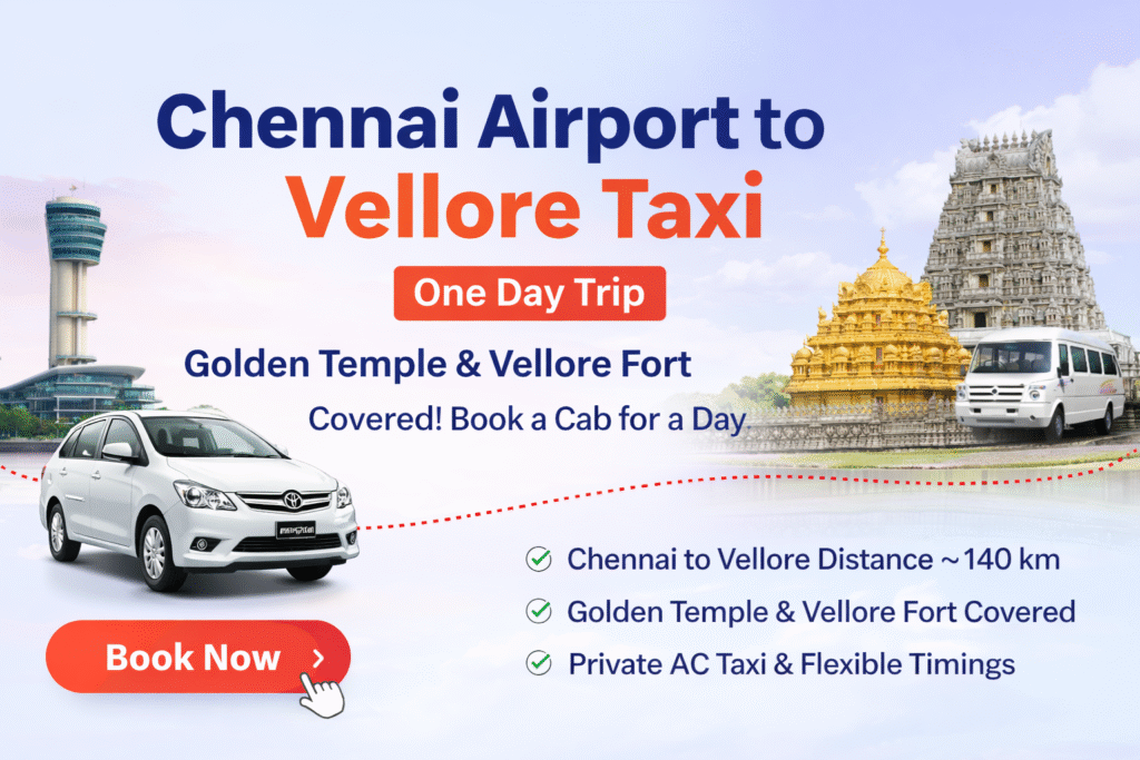 Chennai Airport to Vellore Taxi – One Day Trip Guide