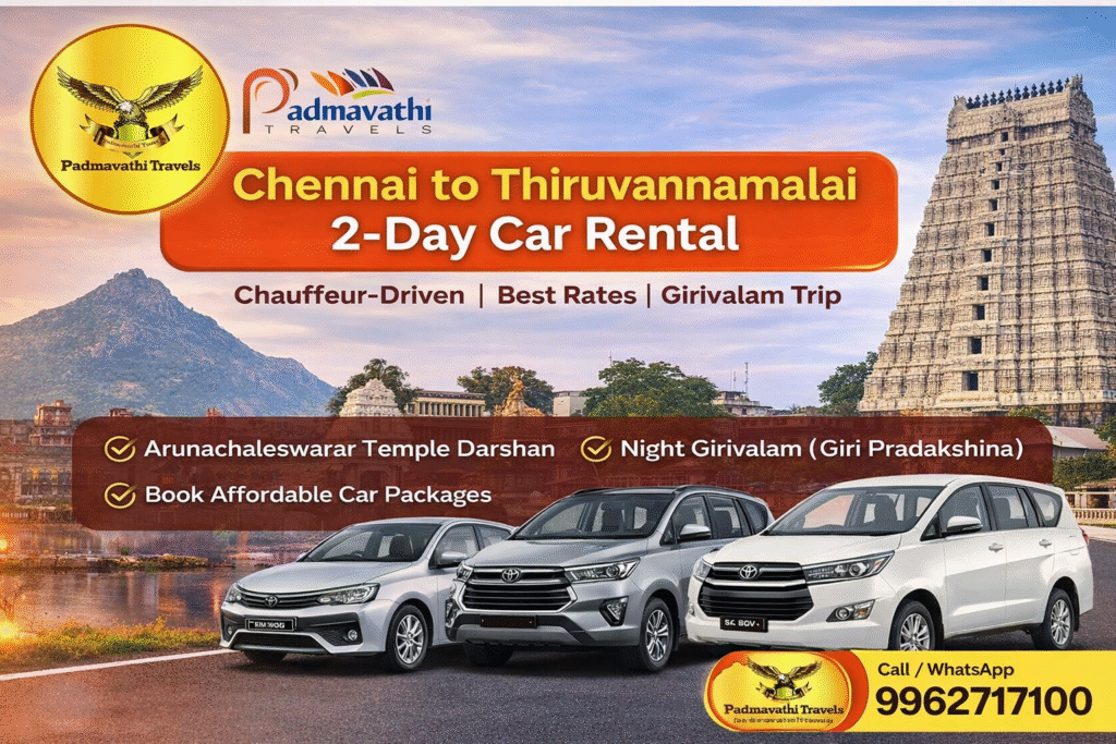 chennai to Thiruvannamalao 2 days car rental