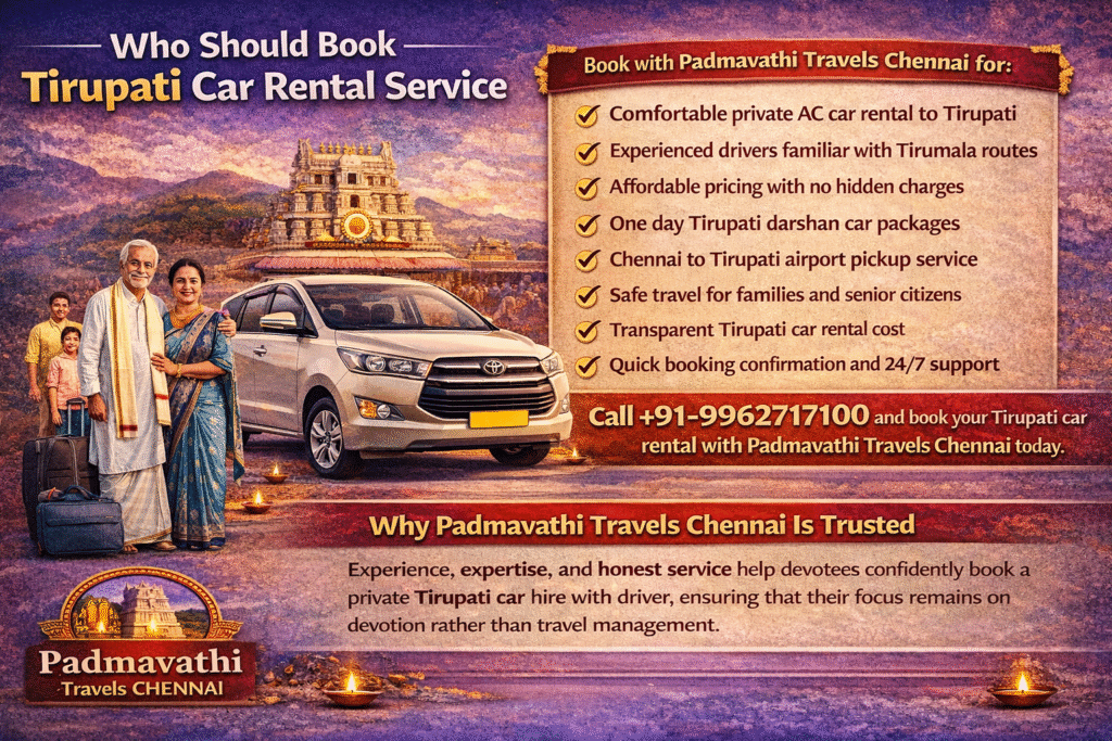 Private Tirupati car rental Package