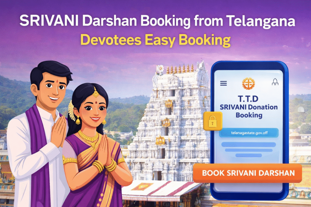 Temple booking advertisement for devotees