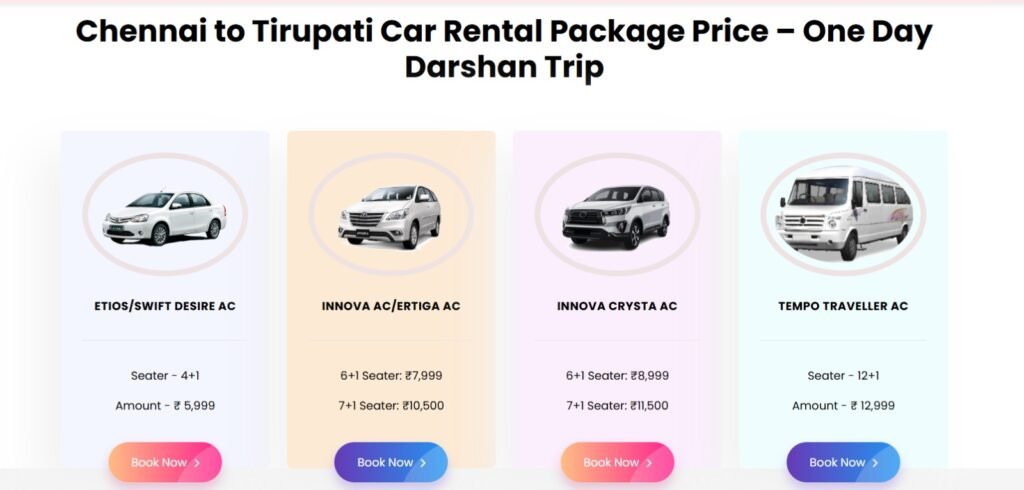 Chennai to Tirupati taxi service