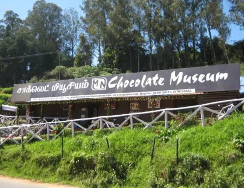 Inside view of a Chocolate Factory in Ooty, with various chocolate products