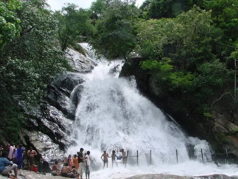 Picturesque multi-step waterfalls in Coimbatore